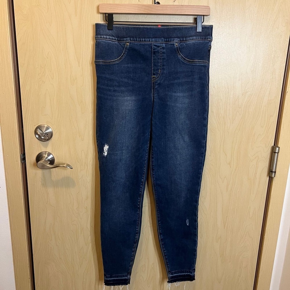 Spanx distressed skinny ankle jeans